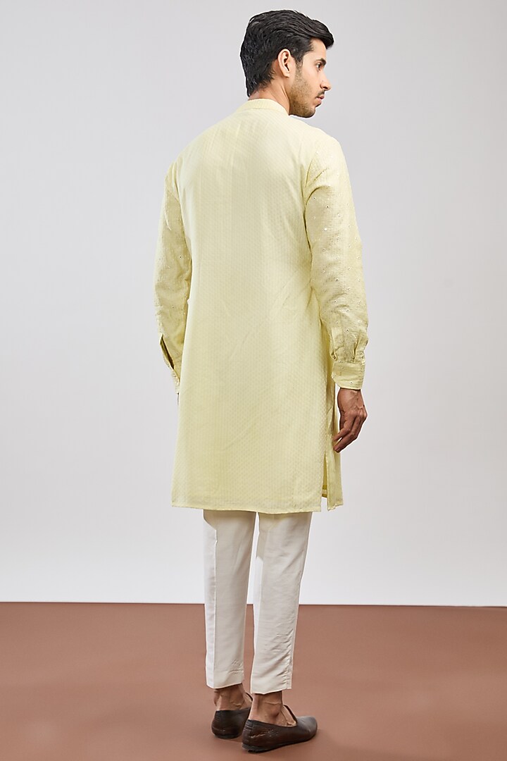 Yellow Cotton Chanderi Kurta Set by MS attire at Pernia's Pop Up Shop