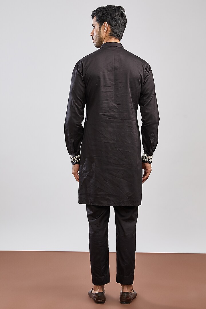 Black Glaze Cotton Kurta Set by MS attire at Pernia's Pop Up Shop