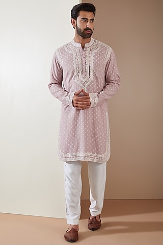 Purple Chanderi Machine Embroidered Kurta by MS attire