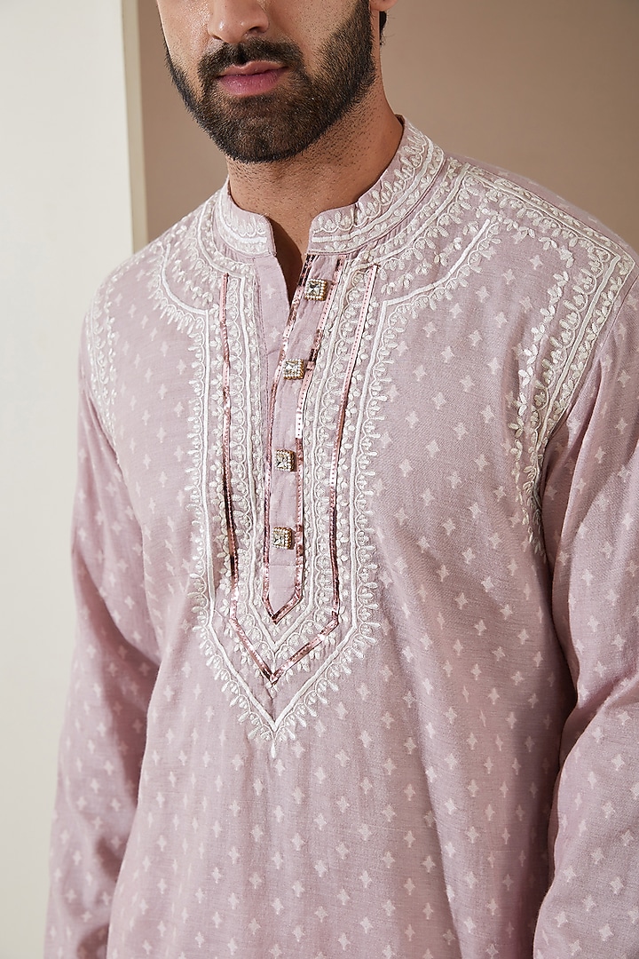 Purple Chanderi Machine Embroidered Kurta by MS attire at Pernia's Pop Up Shop