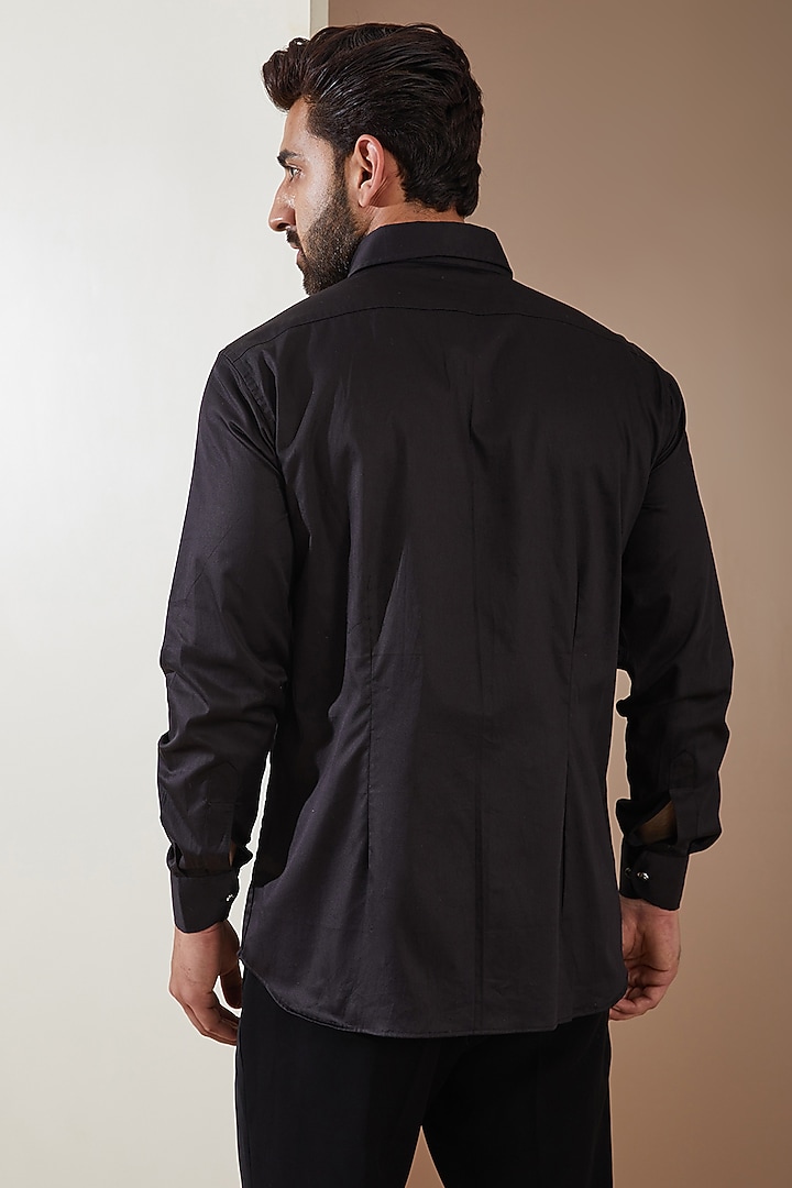 Black Cotton Party Wear Shirt by MS attire at Pernia's Pop Up Shop