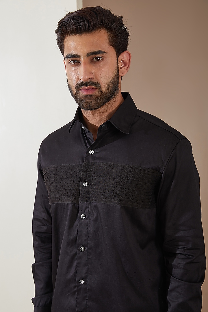 Black Cotton Party Wear Shirt by MS attire at Pernia's Pop Up Shop