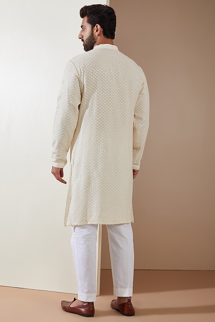 Ivory Georgette Chikankari Kurta Set by MS attire at Pernia's Pop Up Shop