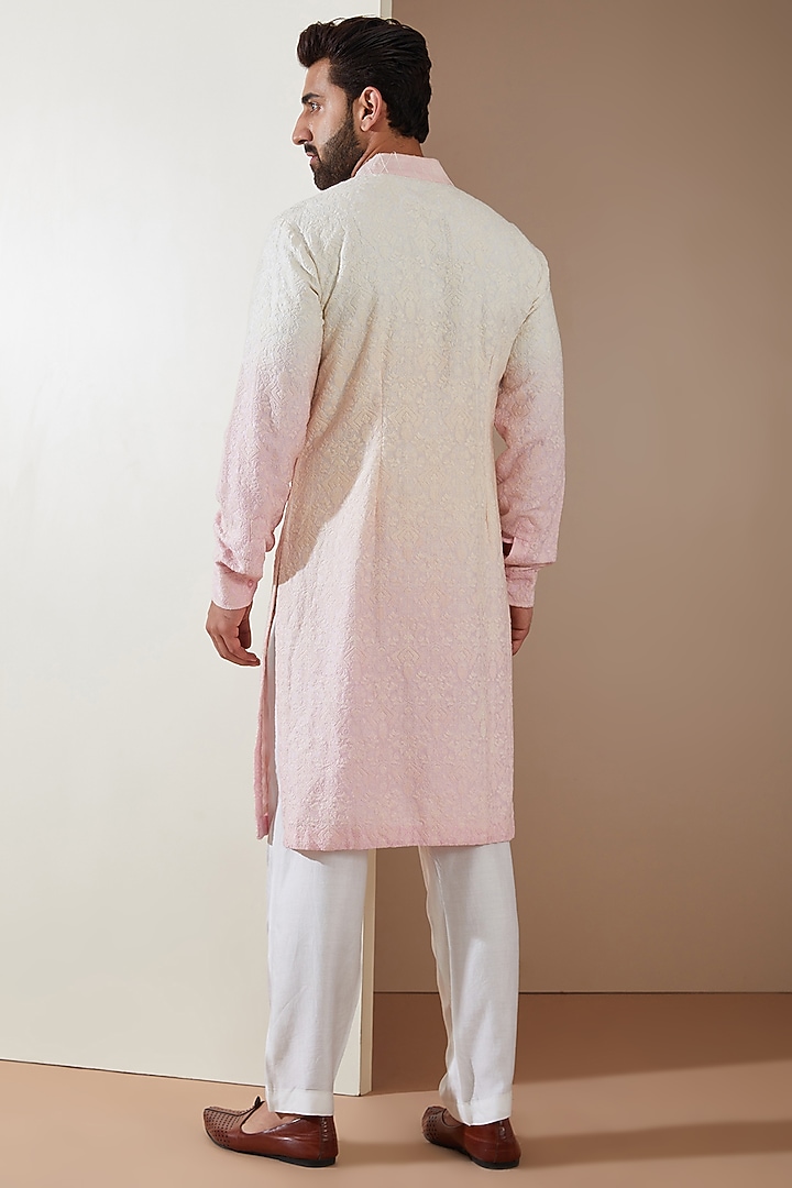 Pink Ombre Dupion Cotton Silk Kurta Set by MS attire at Pernia's Pop Up Shop