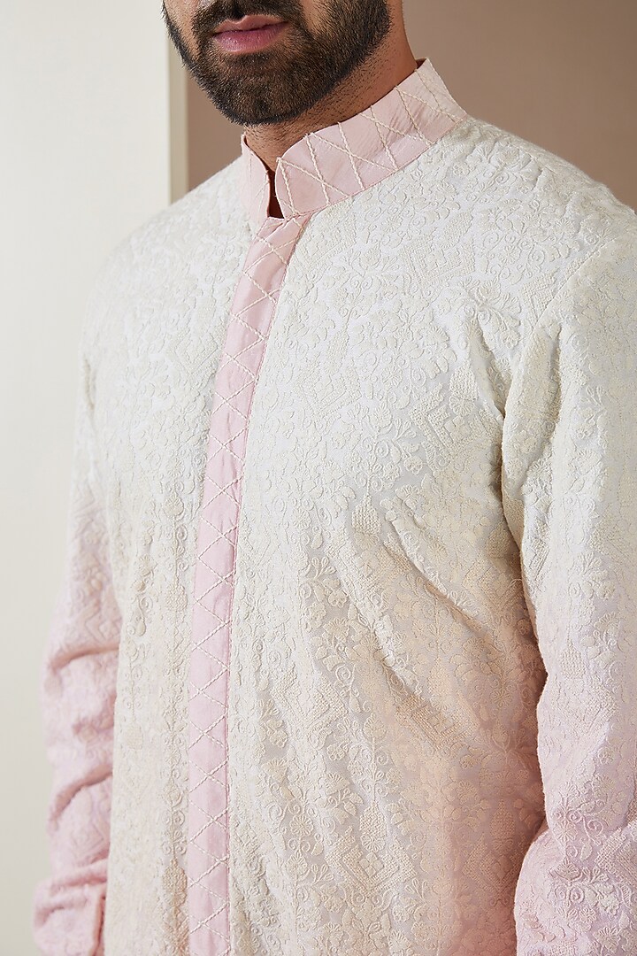 Pink Ombre Dupion Cotton Silk Kurta Set by MS attire at Pernia's Pop Up Shop