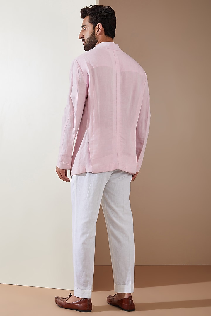 Pink Linen Indowestern Set by MS attire at Pernia's Pop Up Shop
