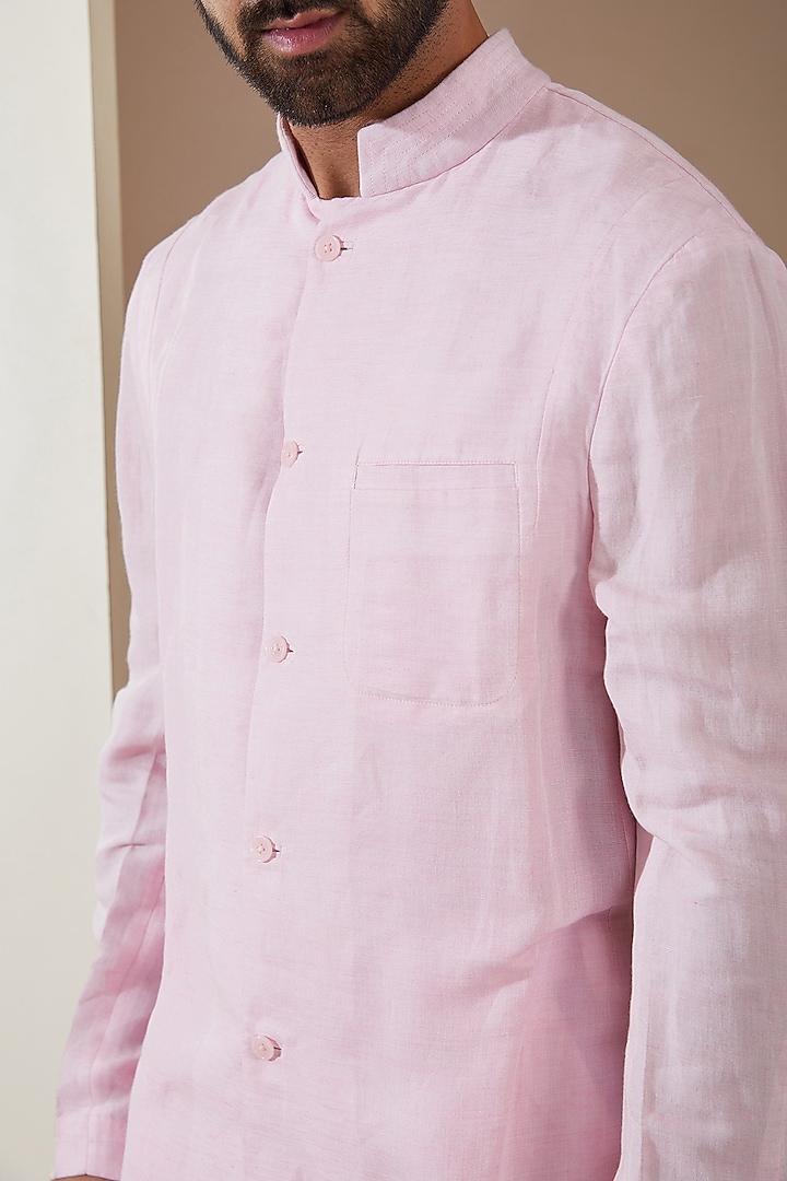 Pink Linen Indowestern Set by MS attire at Pernia's Pop Up Shop
