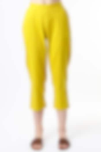 Yellow Handwoven Cotton Pants by Mati