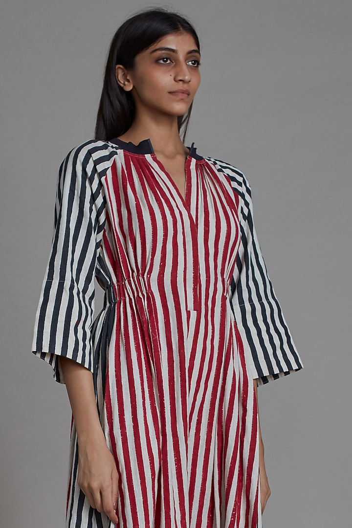 Red & Black Cotton Printed Handwoven Jumpsuit by Mati at Pernia's Pop Up Shop