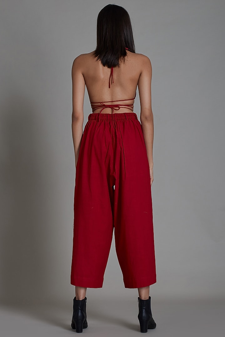 Red Cotton Wrapped Handwoven Bralette by Mati at Pernia's Pop Up Shop