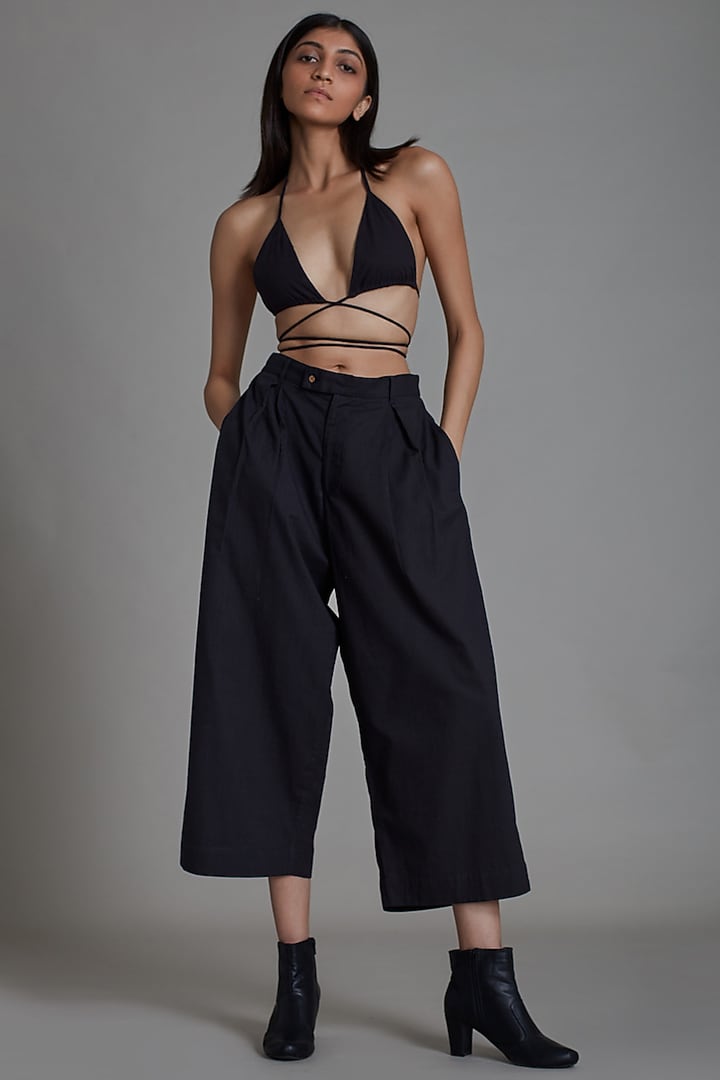 Black Cotton Wrapped Handwoven Co-Ord Set by Mati at Pernia's Pop Up Shop
