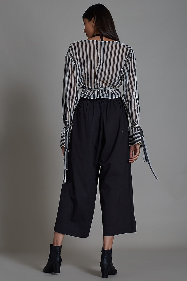 Black Cotton Printed Handwoven Shirt by Mati at Pernia's Pop Up Shop