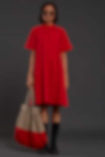 Red Cotton Shift Dress by Mati