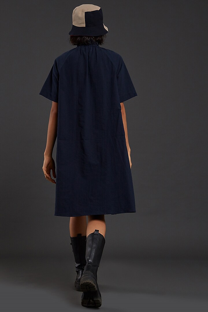 Navy Blue Cotton Shift Summer Dress by Mati at Pernia's Pop Up Shop