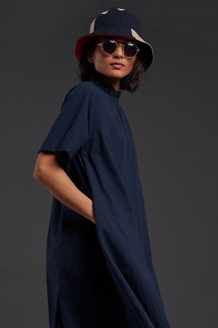 Navy Blue Cotton Shift Summer Dress by Mati at Pernia's Pop Up Shop