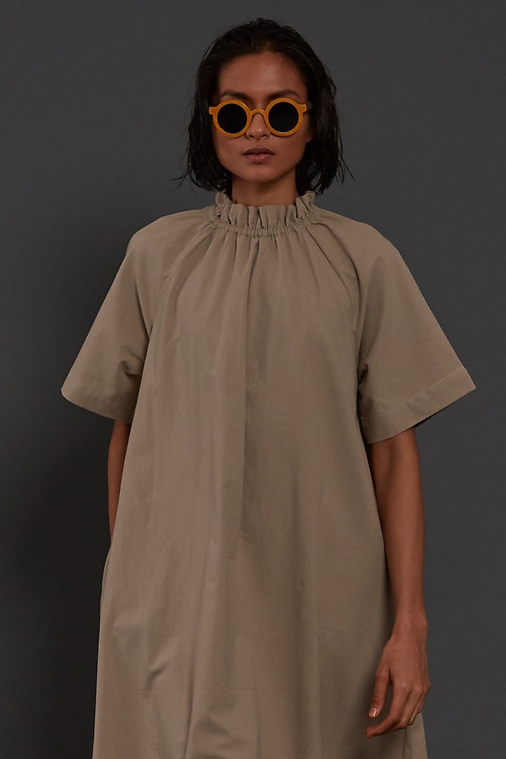 Beige Cotton Shift Summer Dress by Mati at Pernia's Pop Up Shop