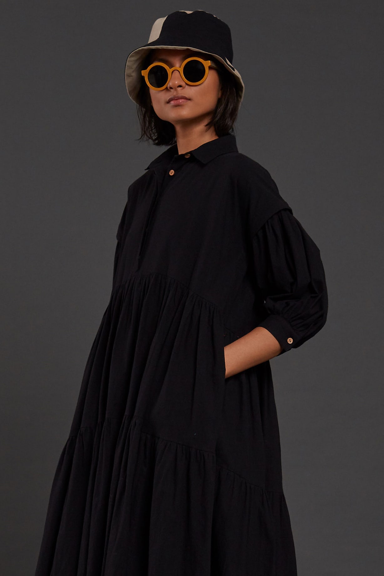 Black Tiered Shirt Dress – Mati