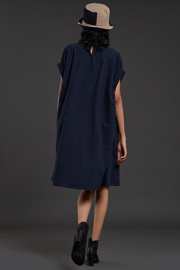 Navy Blue Cotton Shift Summer Dress by Mati at Pernia's Pop Up Shop