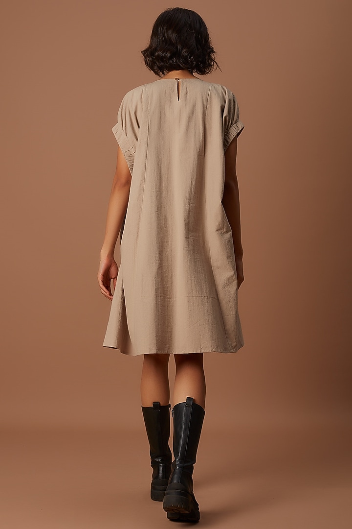Beige Cotton Shift Summer Dress by Mati at Pernia's Pop Up Shop