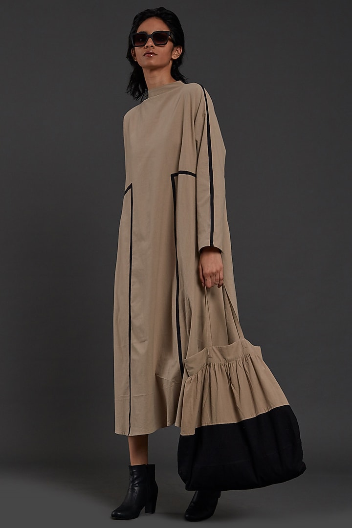 Beige Cotton Vacation Dress by Mati at Pernia's Pop Up Shop