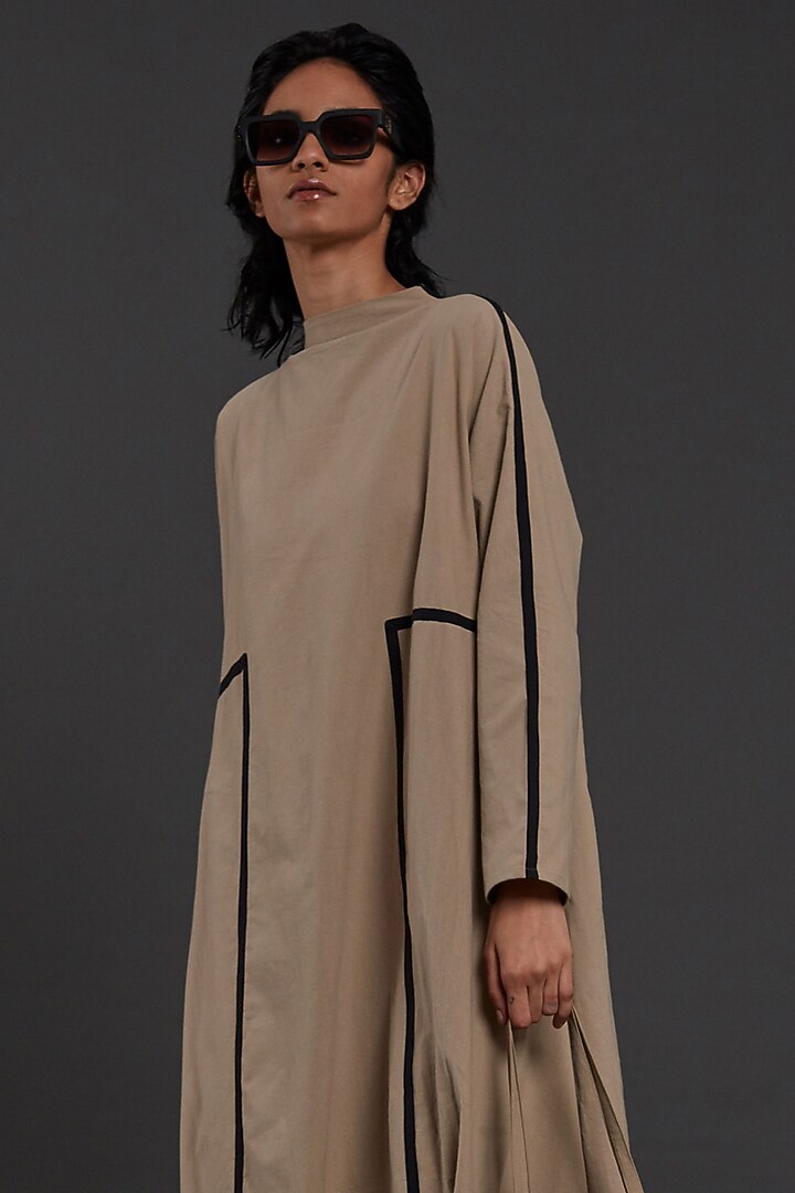 Beige Cotton Vacation Dress by Mati at Pernia's Pop Up Shop