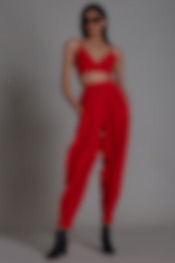 Red Cotton Pant Set by Mati at Pernia's Pop Up Shop