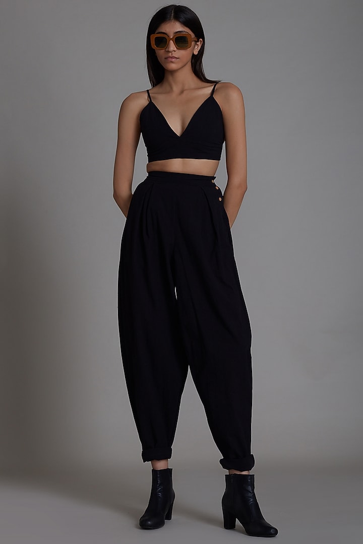 Black Cotton Pant Set by Mati at Pernia's Pop Up Shop