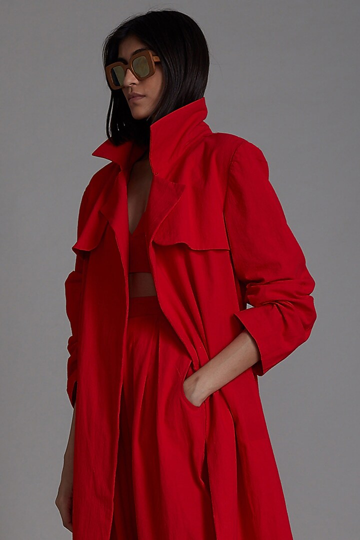 Red Cotton Jacket Set by Mati at Pernia's Pop Up Shop