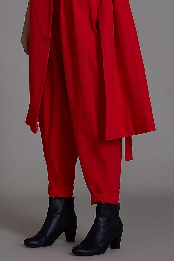 Red Cotton Jacket Set by Mati at Pernia's Pop Up Shop