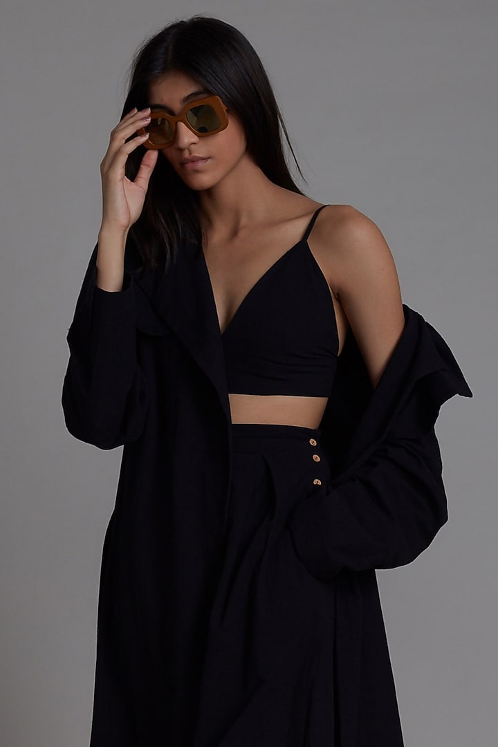 Black Cotton Jacket Set by Mati at Pernia's Pop Up Shop