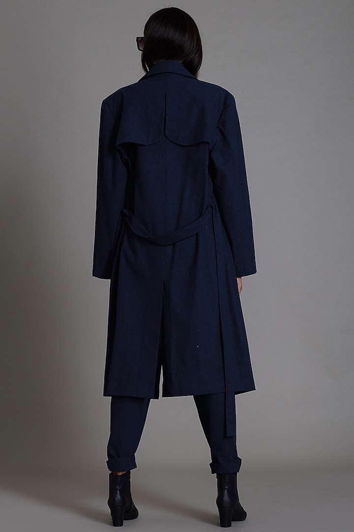 Navy Blue Cotton Jacket Set by Mati at Pernia's Pop Up Shop