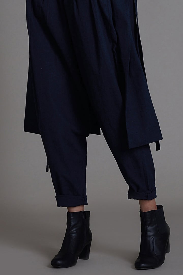 Navy Blue Cotton Jacket Set by Mati at Pernia's Pop Up Shop