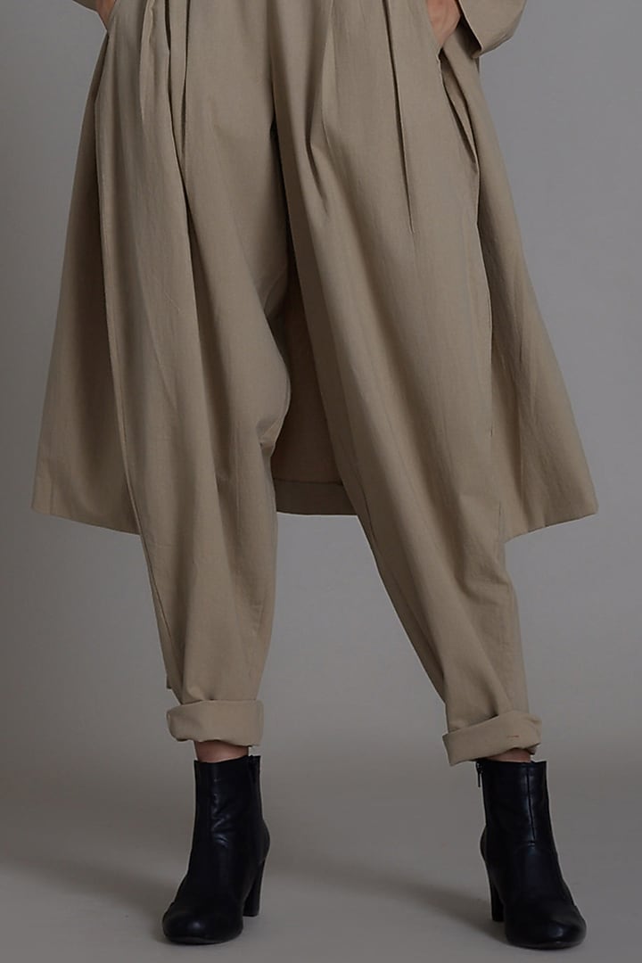 Beige Cotton Jacket Set by Mati at Pernia's Pop Up Shop