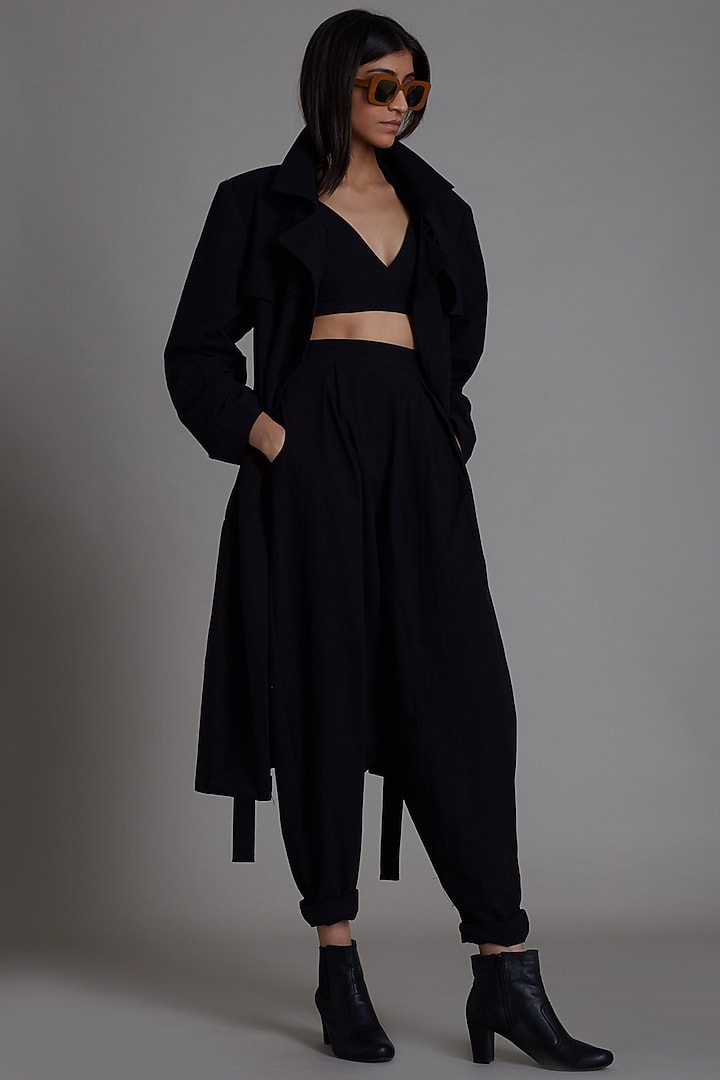 Black Cotton Jacket Design by Mati at Pernia's Pop Up Shop 2024