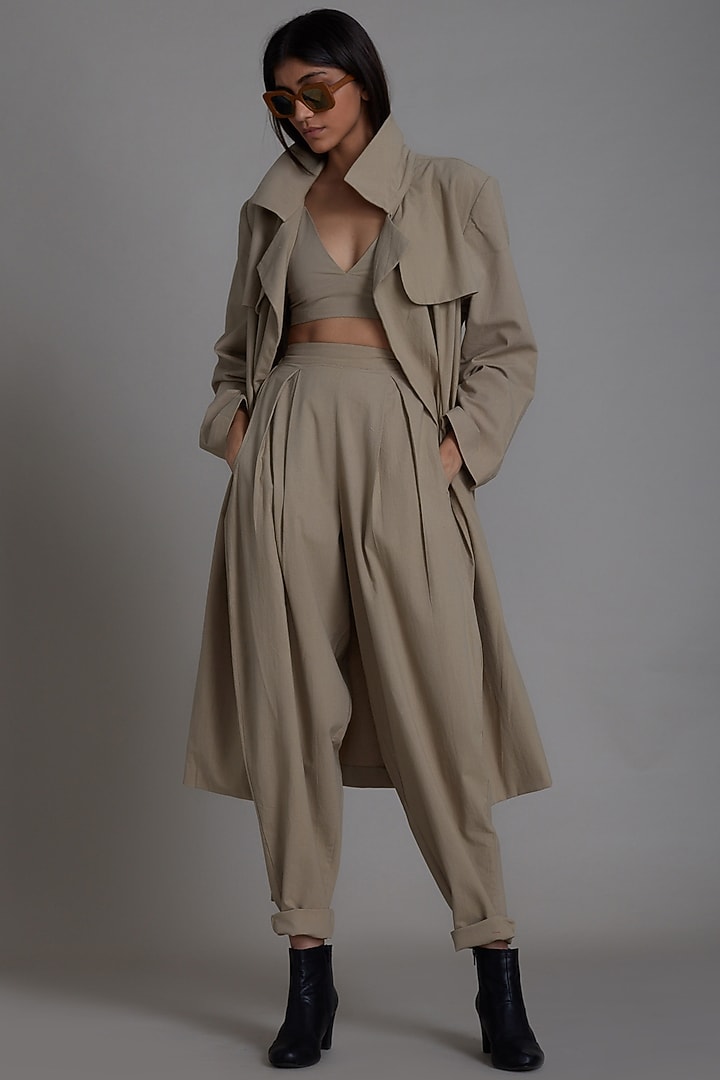 Beige Cotton Jacket by Mati at Pernia's Pop Up Shop