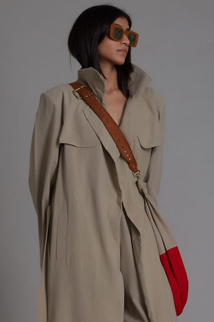 Beige Cotton Jacket by Mati at Pernia's Pop Up Shop