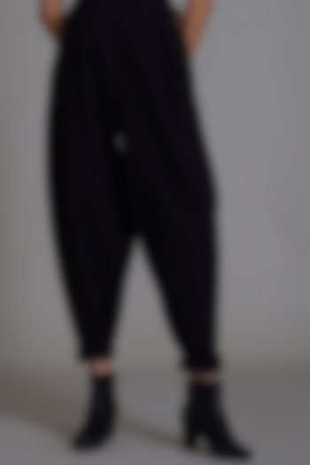 Black Cotton Pleated Pants by Mati