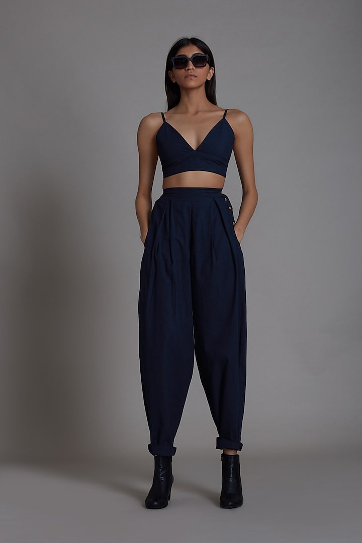 Navy Blue Cotton Bralette by Mati at Pernia's Pop Up Shop