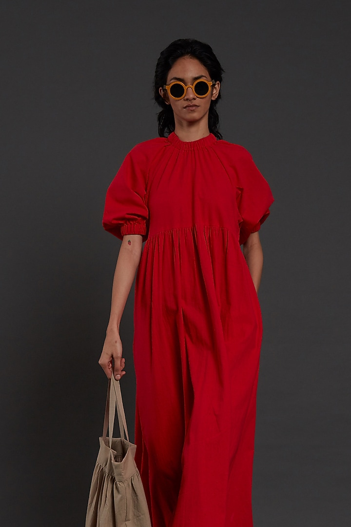 Red Cotton Vacation Dress by Mati at Pernia's Pop Up Shop