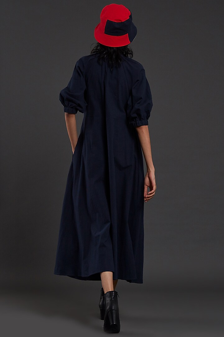 Navy Blue Cotton Vacation Dress by Mati at Pernia's Pop Up Shop