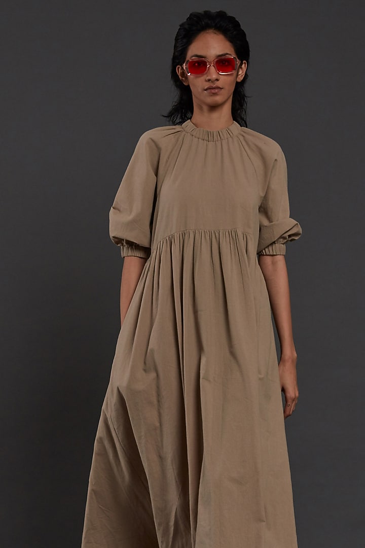 Beige Cotton Vacation Dress by Mati at Pernia's Pop Up Shop