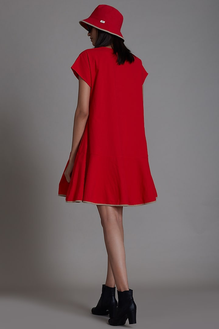 Red Cotton A-Line Summer Dress by Mati at Pernia's Pop Up Shop