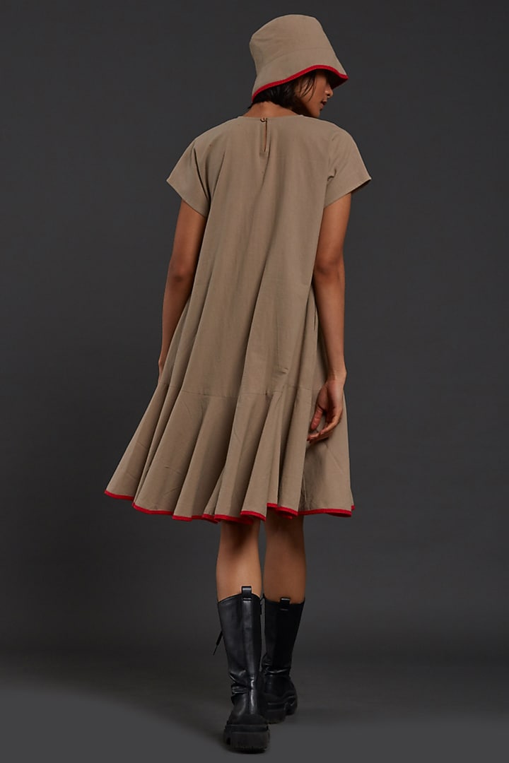 Beige Cotton A-Line Summer Dress by Mati at Pernia's Pop Up Shop