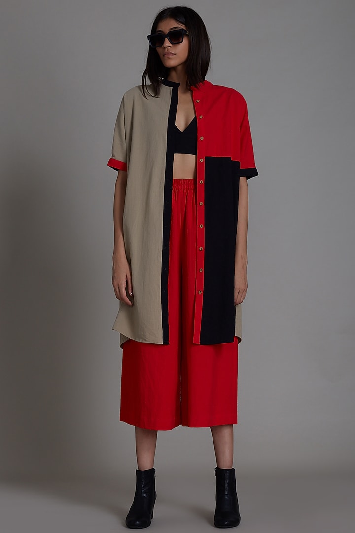 Multi-Colored Cotton Color Blocking Co-Ord Set by Mati at Pernia's Pop Up Shop