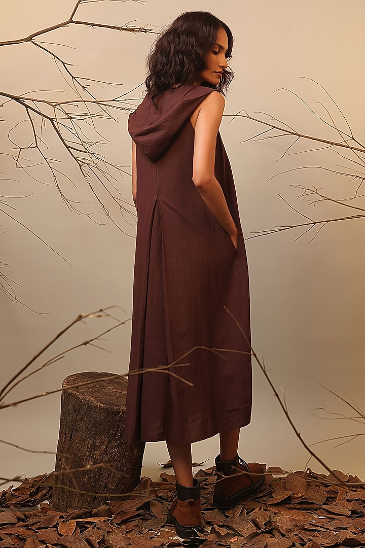 Brown Cotton Hooded Summer Dress by Mati at Pernia's Pop Up Shop