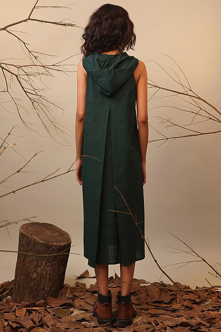 Green Cotton Hooded Summer Dress by Mati at Pernia's Pop Up Shop