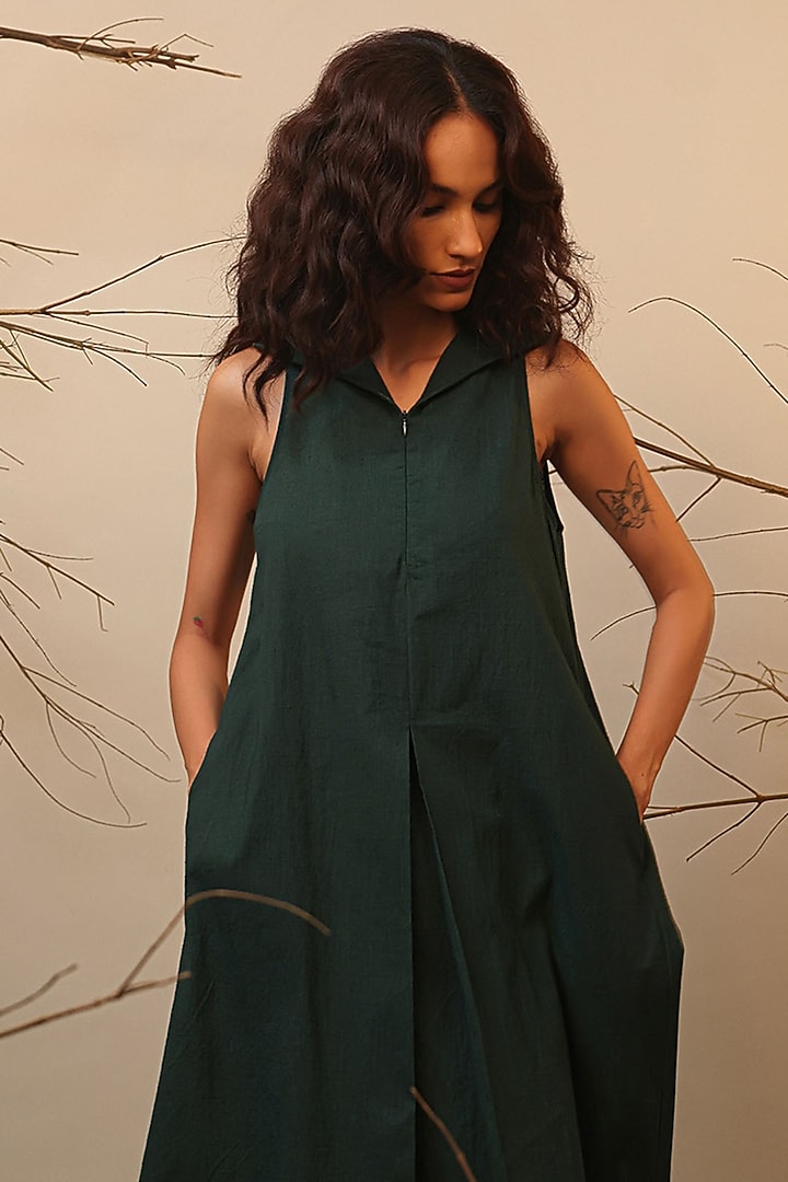 Green Cotton Hooded Summer Dress by Mati at Pernia's Pop Up Shop