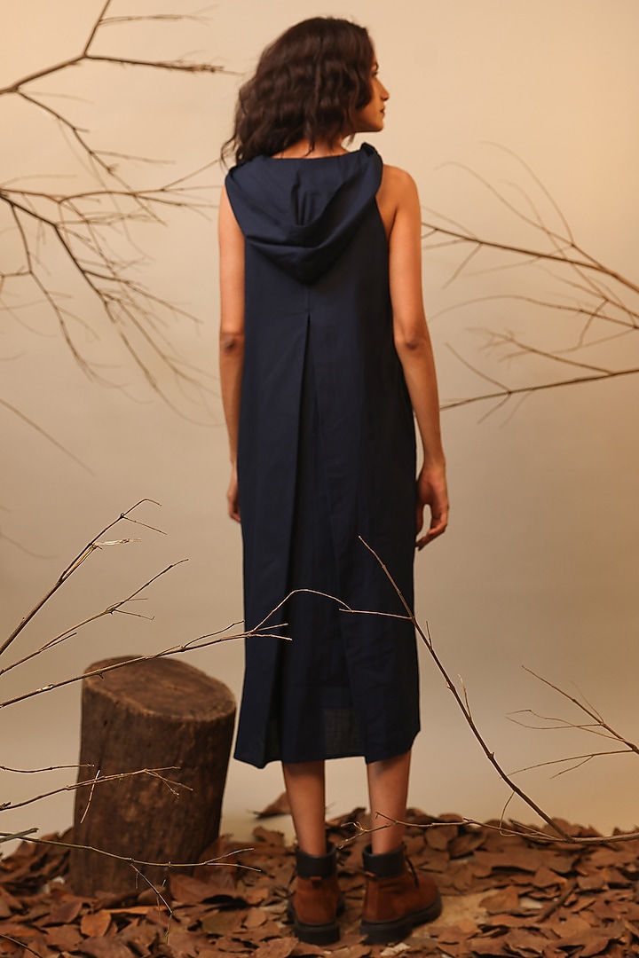 Blue Cotton Hooded Summer Dress by Mati at Pernia's Pop Up Shop