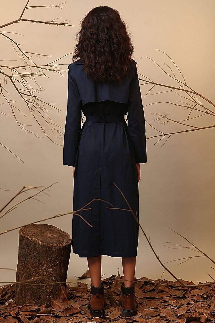 Blue Cotton Overlap Trench Vacation Dress by Mati at Pernia's Pop Up Shop