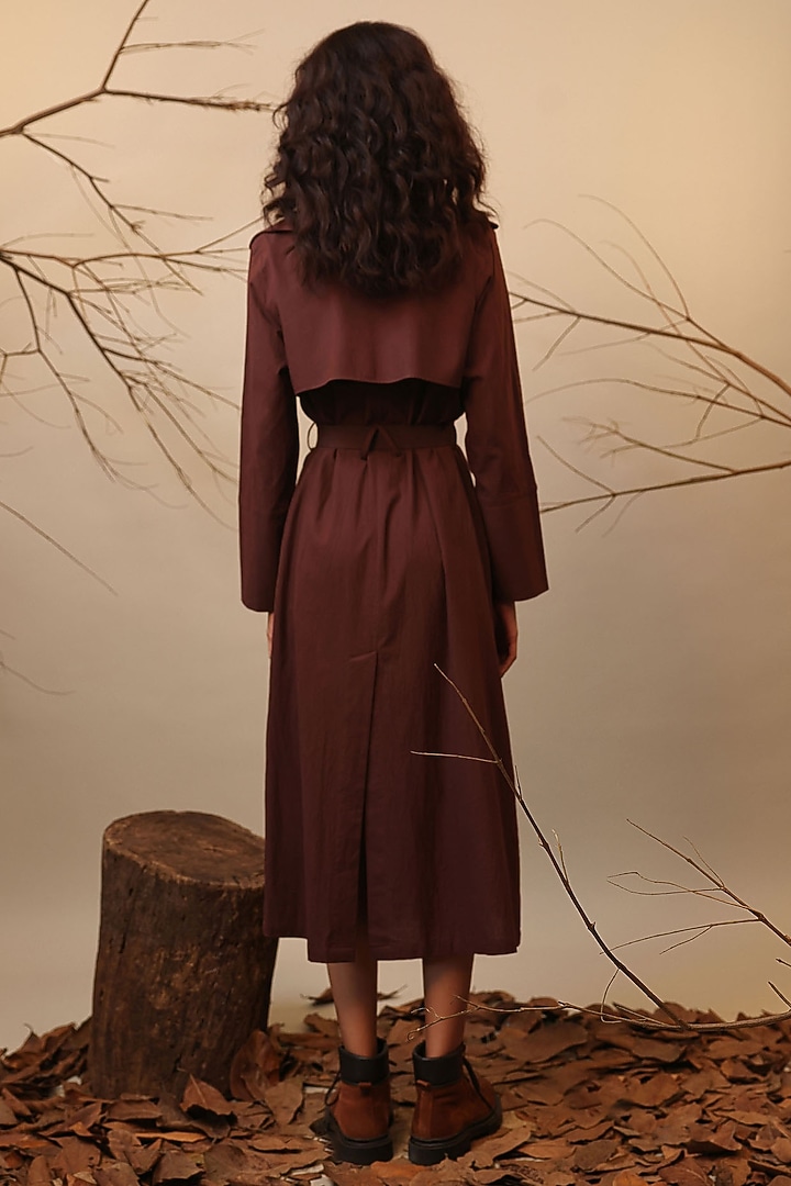 Brown Cotton Overlap Trench Vacation Dress by Mati at Pernia's Pop Up Shop